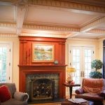Fireplace - Mahogany Full Height Mantle and Painted Coffered Cieling 2009 Haddonfield NJ