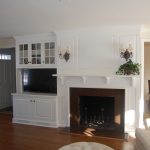 Fireplace - Painted Cottage Style Fireplace wall mantle and bookcase Cabinet 2014 Spring Lake NJ